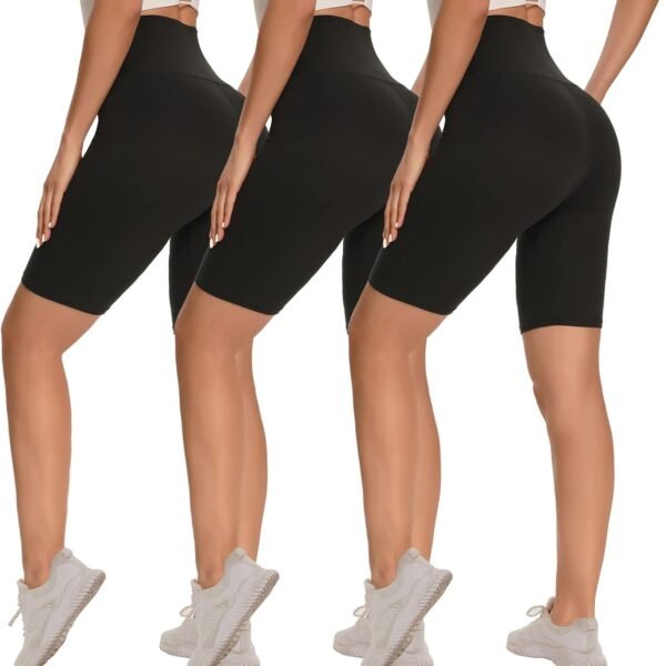 3 Pack Biker Shorts for Women – 8"/5" High Waisted Tummy Control Workout Yoga Running Athletic Shorts