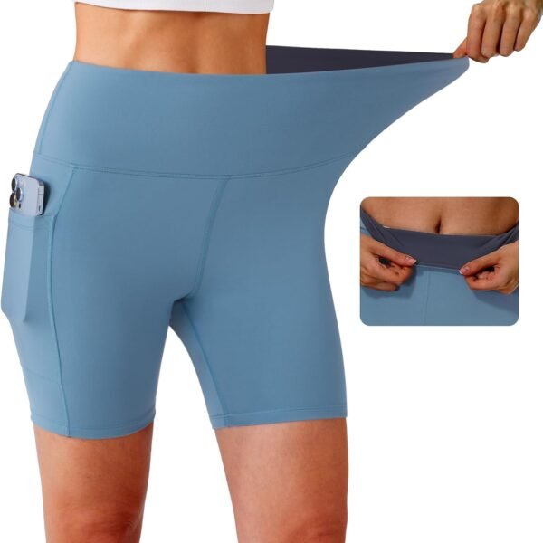 Biker Shorts for Women Super Soft High Waisted Yoga Shorts 6” Tummy Control Workout Shorts with Pockets Running Gym