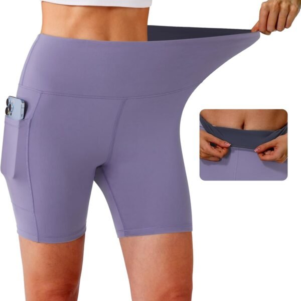 Biker Shorts for Women Super Soft High Waisted Yoga Shorts 6” Tummy Control Workout Shorts with Pockets Running Gym