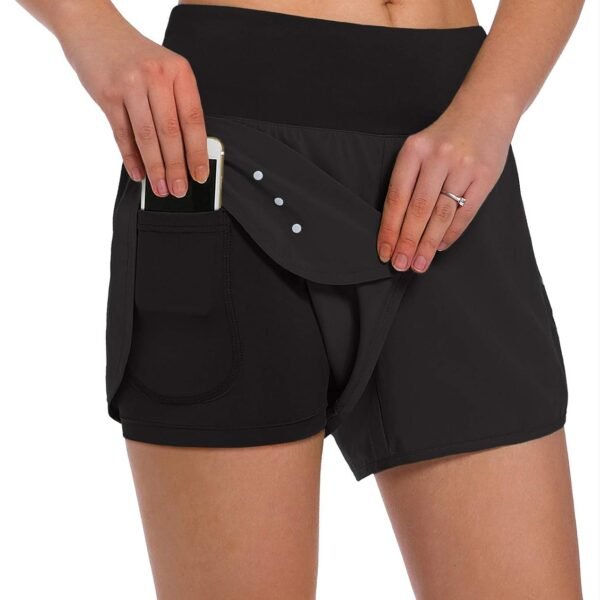 Women's 2 in 1 Running Shorts - Lightweight Athletic Workout Gym Yoga Shorts Liner with Phone Pockets