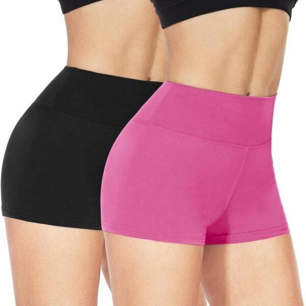 2 Pack Workout Biker Shorts Womens - 3"/5"/8" Booty Volleyball High Waisted Black Spandex Shorts for Yoga Dance