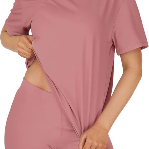 2 Piece Lounge Sets for Women, Short Sleeve Oversized Tee & Biker Shorts, Casual Summer Outfits Matching Set