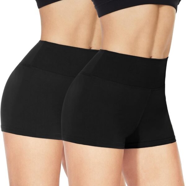 2 Pack Workout Biker Shorts Womens - 3"/5"/8" Booty Volleyball High Waisted Black Spandex Shorts for Yoga Dance