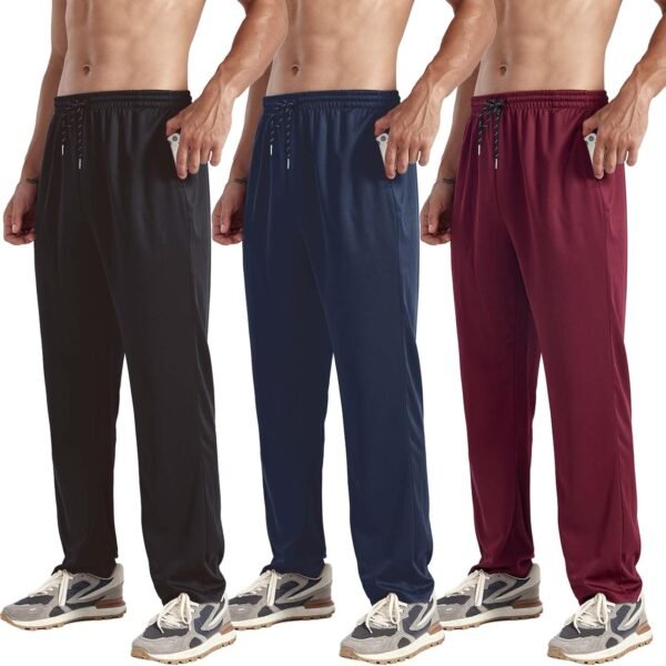 3-Pack Men's Mesh Jogger Pants, Comfortable Athletic Pants with Pockets for Active Wear, Lightweight & Breathable S-3XL