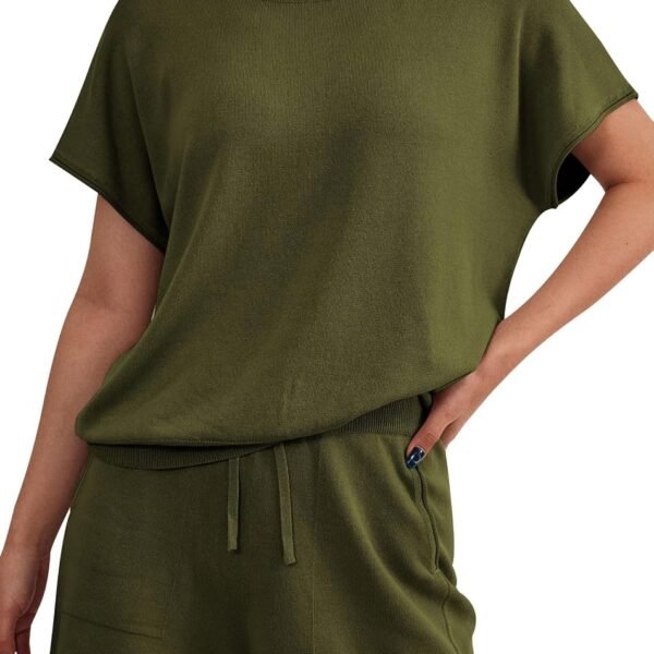 Two Piece Set for Women Summer Lounge Sets Shorts And Short Sleeve Tops Knitted Matching Travel Spring Outfits