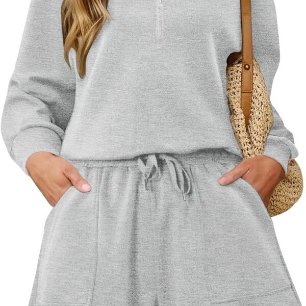 2 Piece Sets for Women Sweatsuit Casual Tracksuits Long Sleeve Tops and Shorts 2026 Lounge Outfits